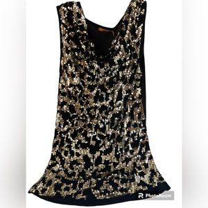 Belldini Women’s Sequined Sleeveless Blouse Black Size Small New